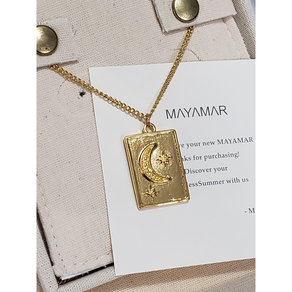 NEW MAYAMAR Gold Moon Star Charm Pendant Necklace Celestial Witchy Gold Plated